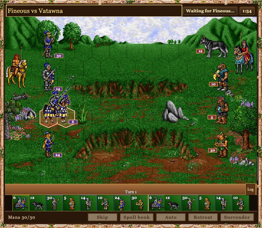 A battle between two players, each commanding their own army