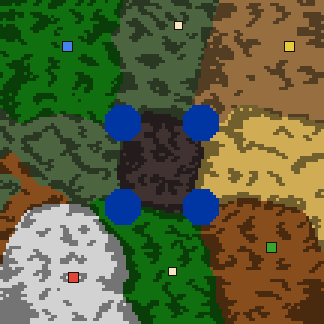 Dragons Nest: the map's terrain, castles and mines